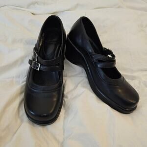 Dansko Black Leather Mary Jane Wedges Women’s EU 37 Comfort Heels Portugal